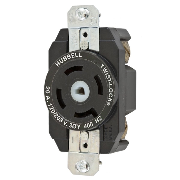 Hubbell Wiring Device-Kellems Locking Receptacle, Non-NEMA, 20 A, 250V AC, Three Phase, 4 Pole, Flush Mount, Screw Terminals HBL45905 - main